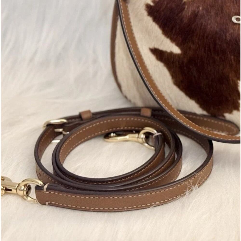 Coach Teri Cow Print Haircalf Shoulder Bag CDW45 Crossbody G - Picture 12 of 13
